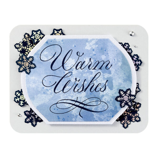 Spellbinders Copperplate Warm Wishes Press Plate From the Copperplate Holiday Sentiments Collection By Paul Antonio