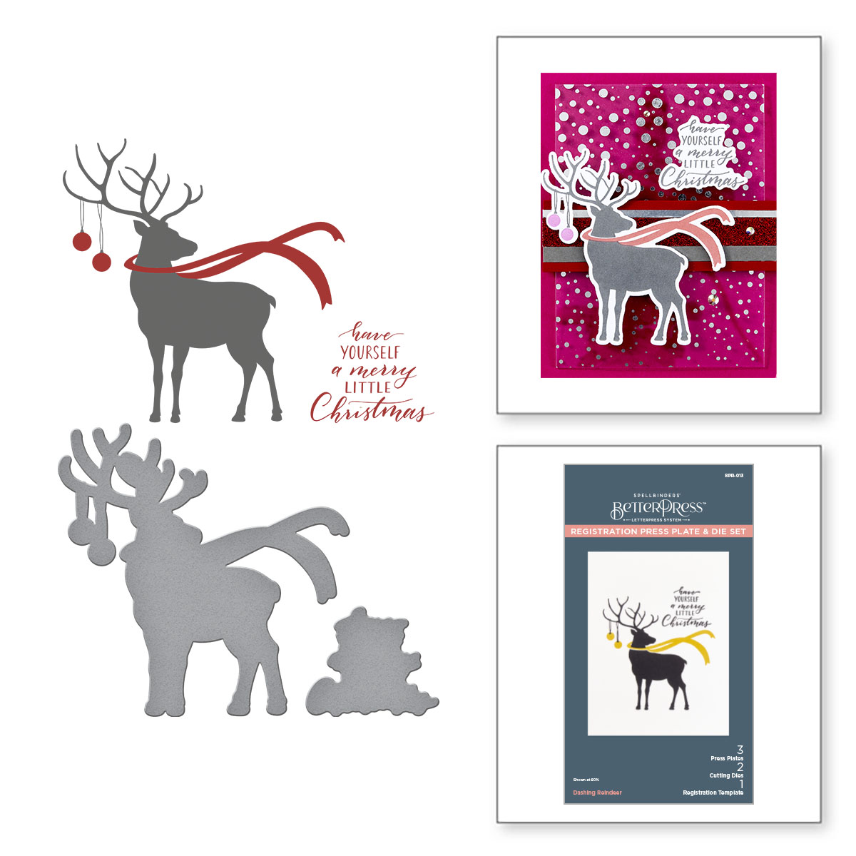 Spellbinders Dashing Reindeer Registration Press Plate & Die Set From the Home For the Holidays Collection