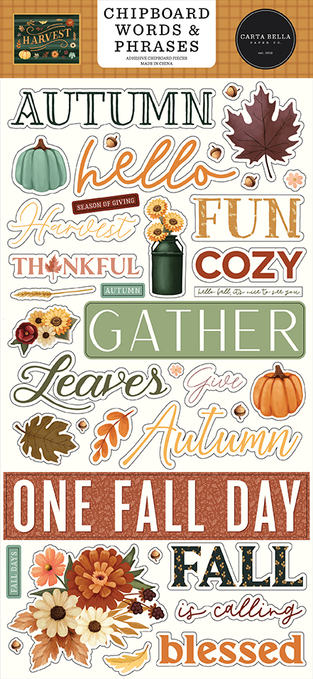 Carta Bella Harvest 6X13 Chipboard Words & Phrases