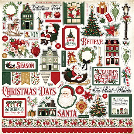 Carta Bella A Vintage Christmas Element Sticker