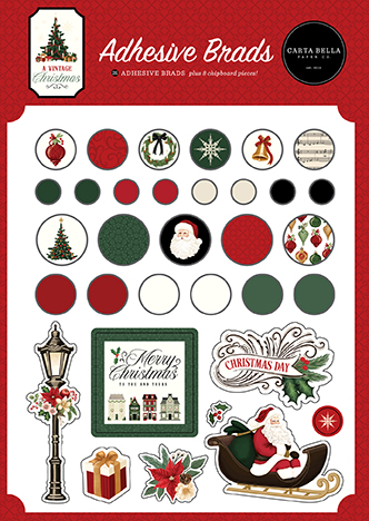 Carta Bella A Vintage Christmas Adhesive Brads