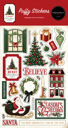 Carta Bella A Vintage Christmas Puffy Stickers