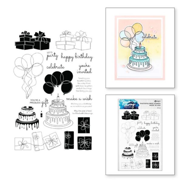 Spellbinders Ranger Birthday Party Clear Stamp Set By Simon Hurley Create.