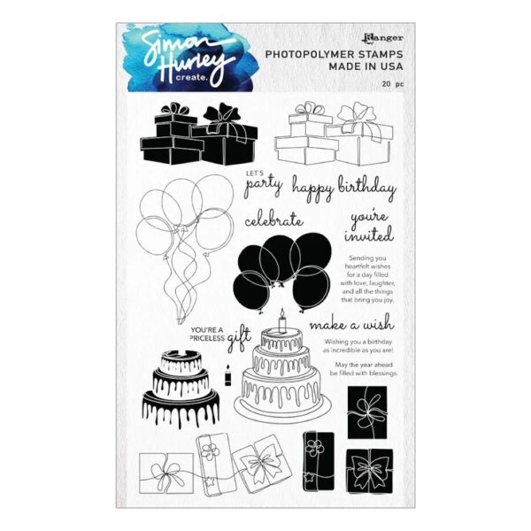 Spellbinders Ranger Birthday Party Clear Stamp Set By Simon Hurley Create.