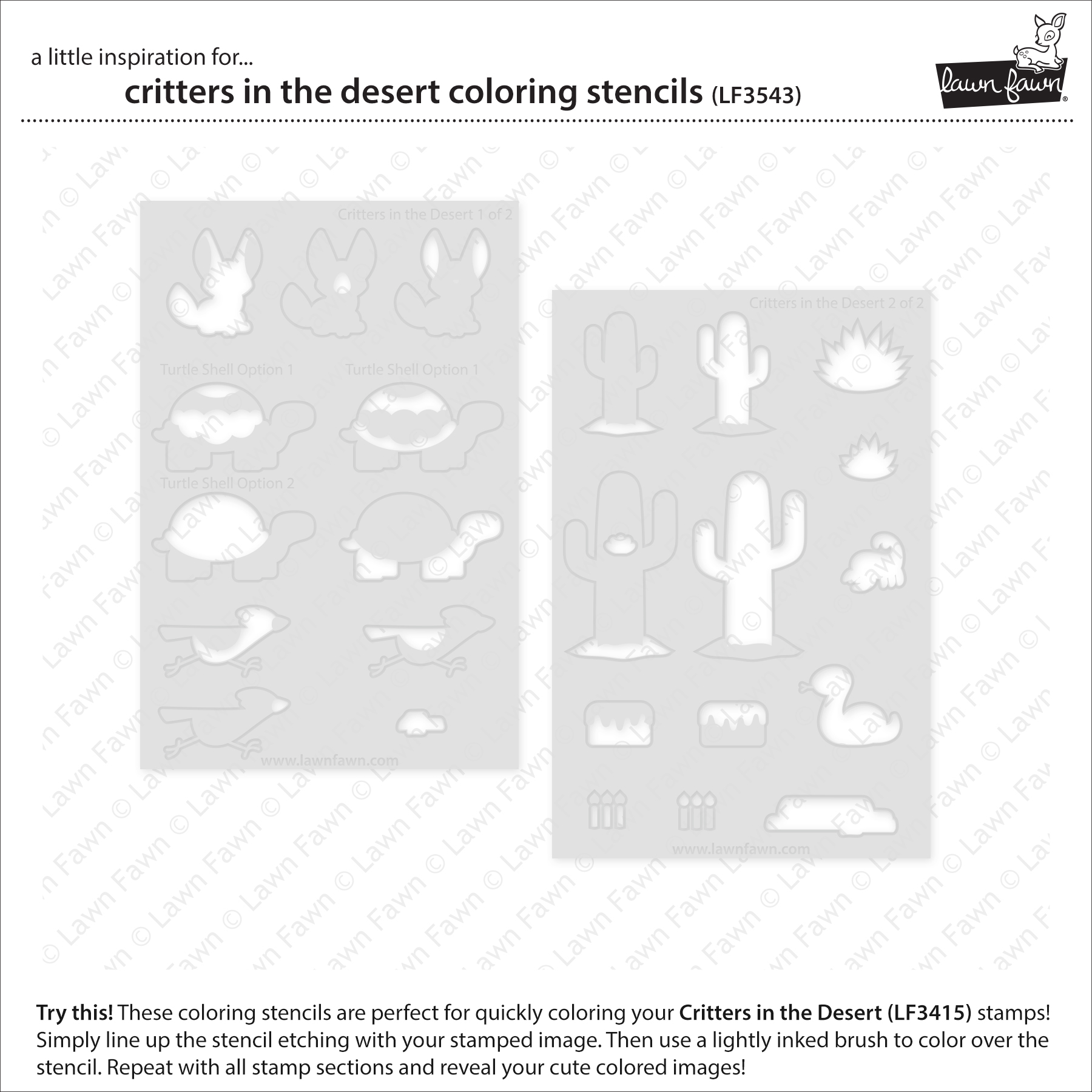 Lawn Fawn Stencil Critters in the Desert Coloring