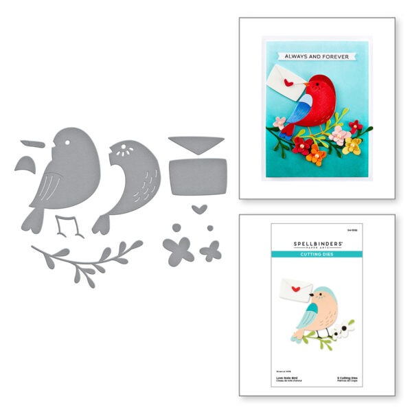 Spellbinders Love Note Bird Etched Dies From the Out and About Collection