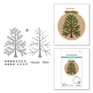 Spellbinders Faux Embroidered Spruce Etched Dies From the Nichol's Needlework Collection By Nichol Spohr