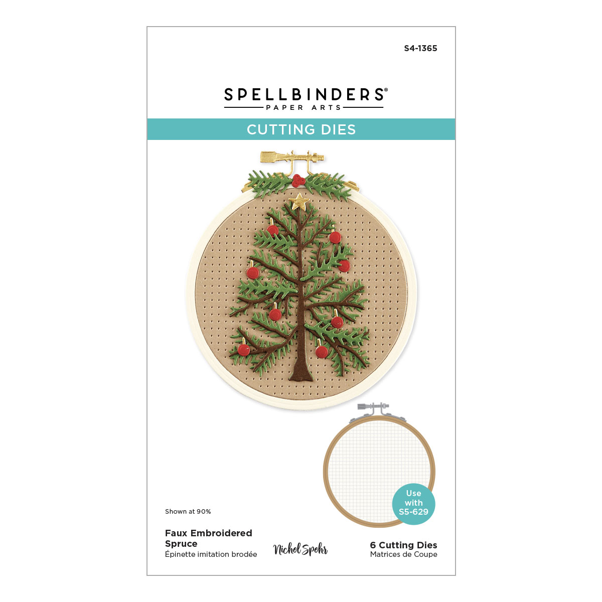 Spellbinders Faux Embroidered Spruce Etched Dies From the Nichol's Needlework Collection By Nichol Spohr