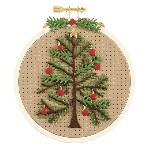 Spellbinders Faux Embroidered Spruce Etched Dies From the Nichol's Needlework Collection By Nichol Spohr