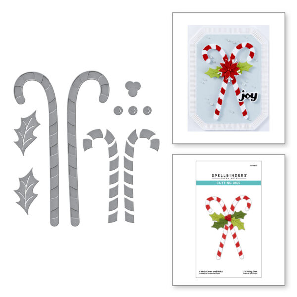 Spellbinders Candy Canes and Holly Etched Dies From the Home For the Holidays Collection