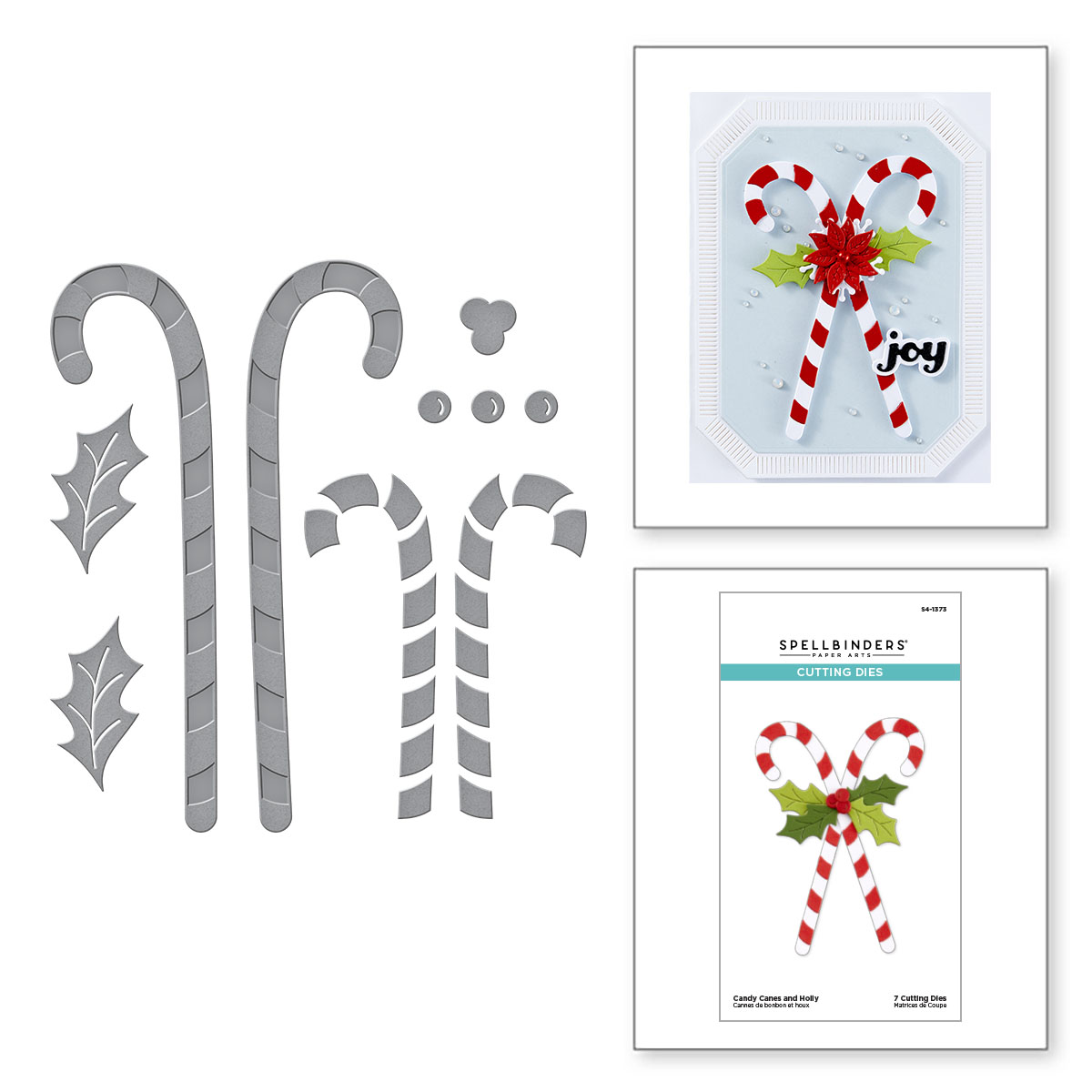 Spellbinders Candy Canes and Holly Etched Dies From the Home For the Holidays Collection