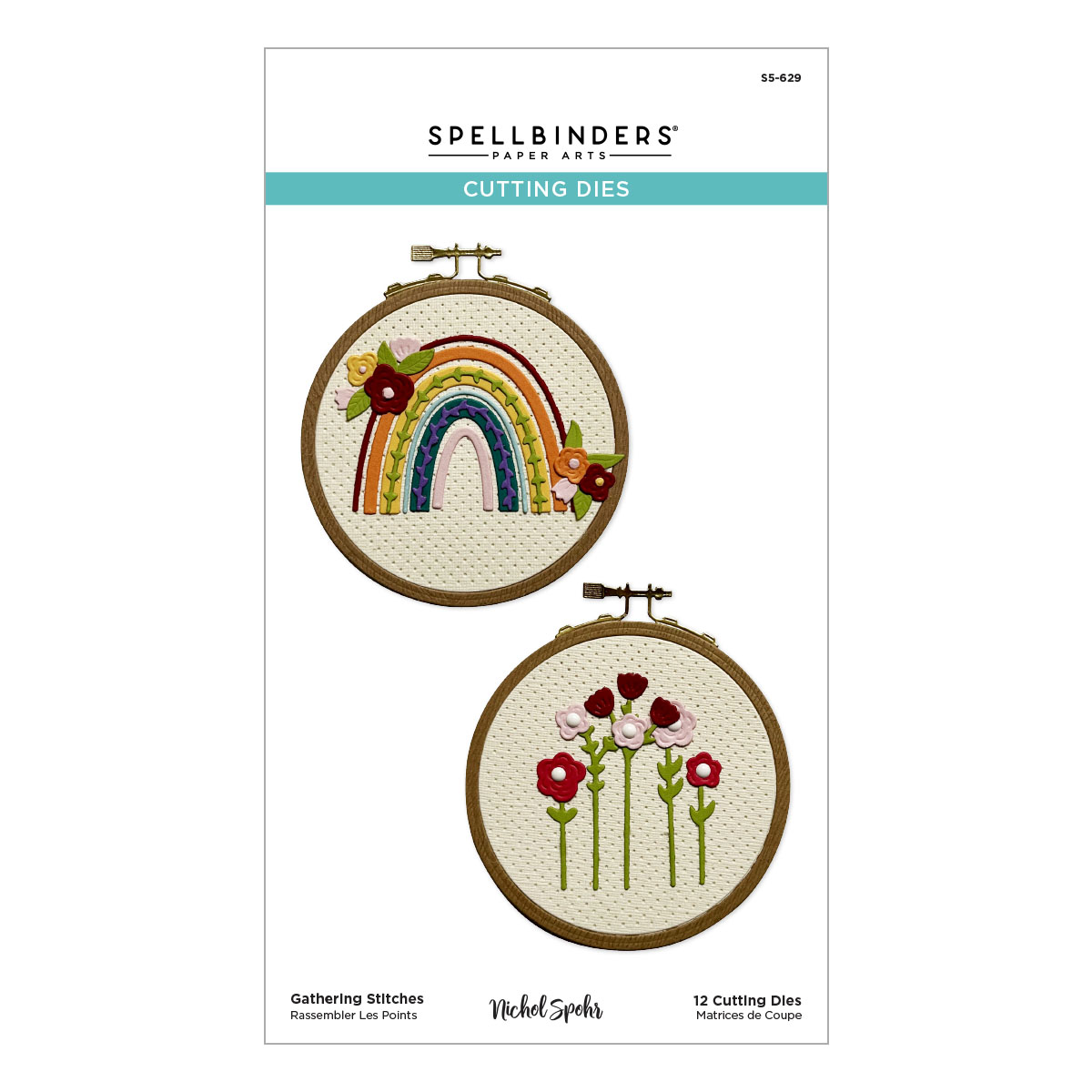 Spellbinders Gathering Stitches Etched Dies From the Nichol’s Needlework Collection By Nichol Spohr