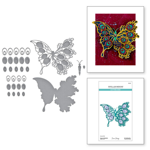 Spellbinders Peacock Butterfly Etched Dies From the Peacock Paradise Collection By Dawn Bibby