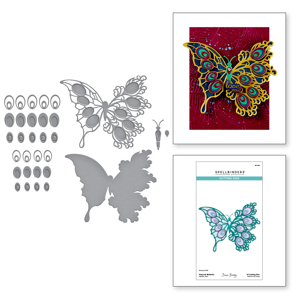 Spellbinders Peacock Butterfly Etched Dies From the Peacock Paradise Collection By Dawn Bibby