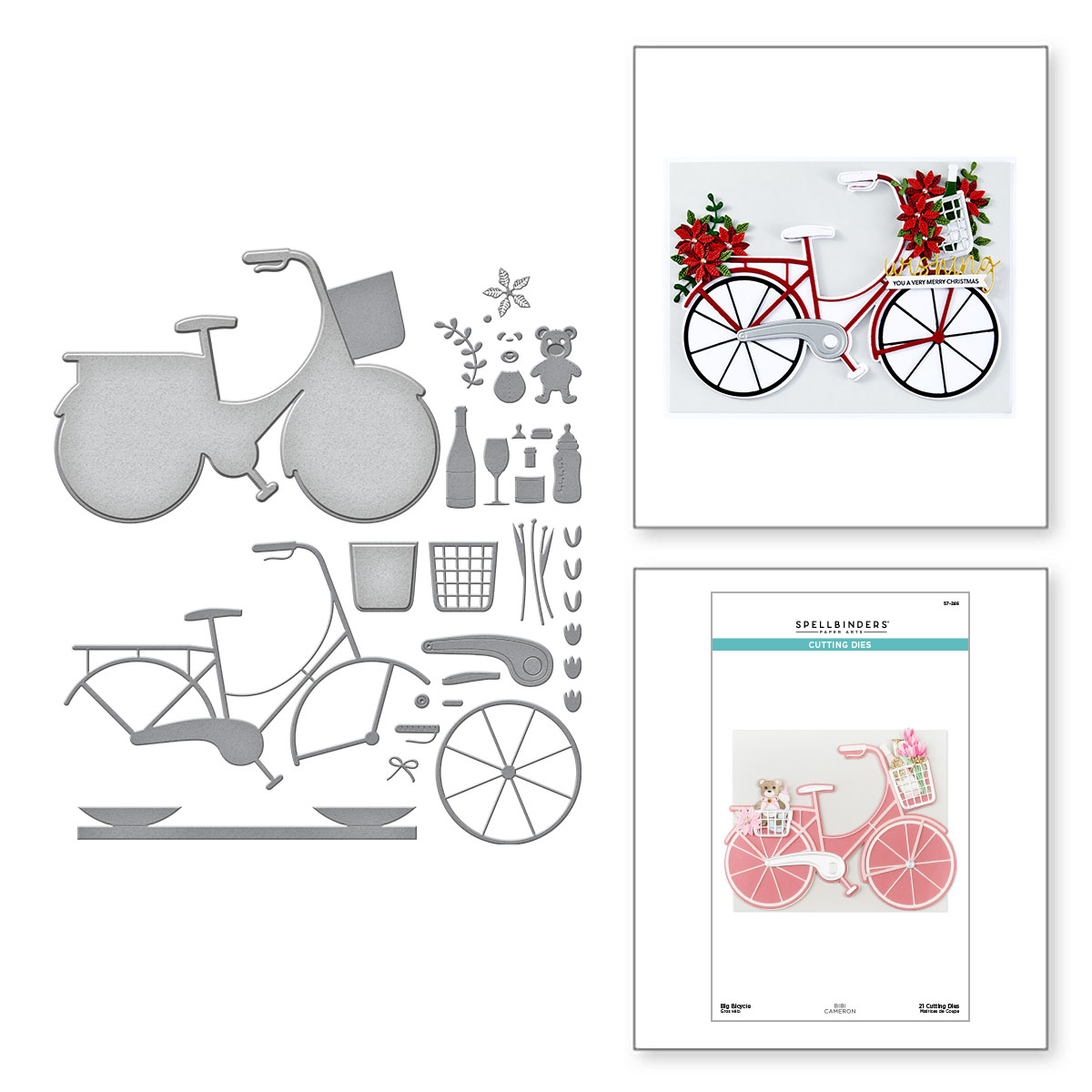 Spellbinders Big Bicycle Etched Dies From the Bibi’s Cats and Pugs Collection By Bibi Cameron