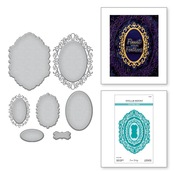 Spellbinders Cameo Frames Etched Dies From the Peacock Paradise Collection By Dawn Bibby