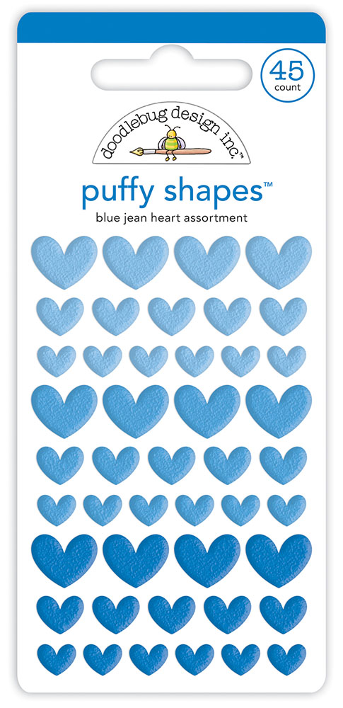 DOODLEBUG PUFFY SHAPES HEART BLUE JEAN