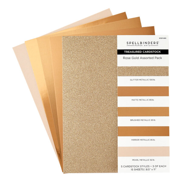 Spellbinders Rose Gold Assortment Treasured Cardstock 8 1/2" X 11 -15 Pack