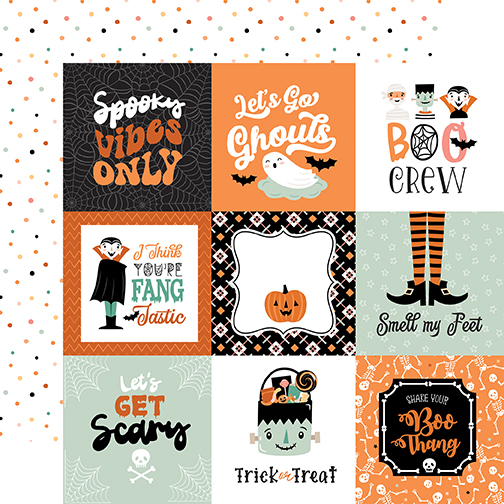 Echo Park Spooktacular Halloween 12X12 4X4 Journaling Cards