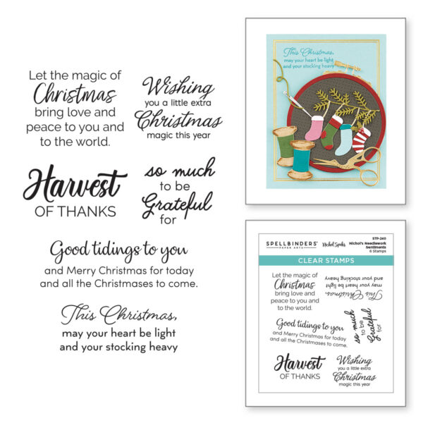 Spellbinders Nichol's Needlework Sentiments Clear Stamp Set From the Nichol's Needlework Collection By Nichol Spohr