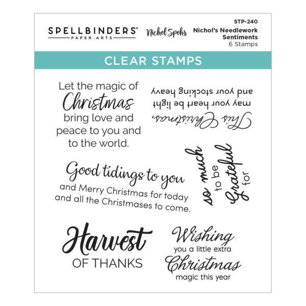 Spellbinders Nichol's Needlework Sentiments Clear Stamp Set From the Nichol's Needlework Collection By Nichol Spohr