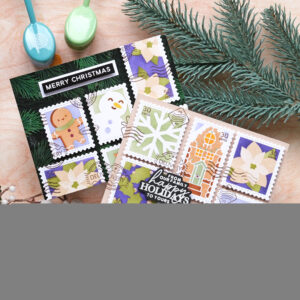 Waffle Flower Stencil Postage Collage Gingerbread