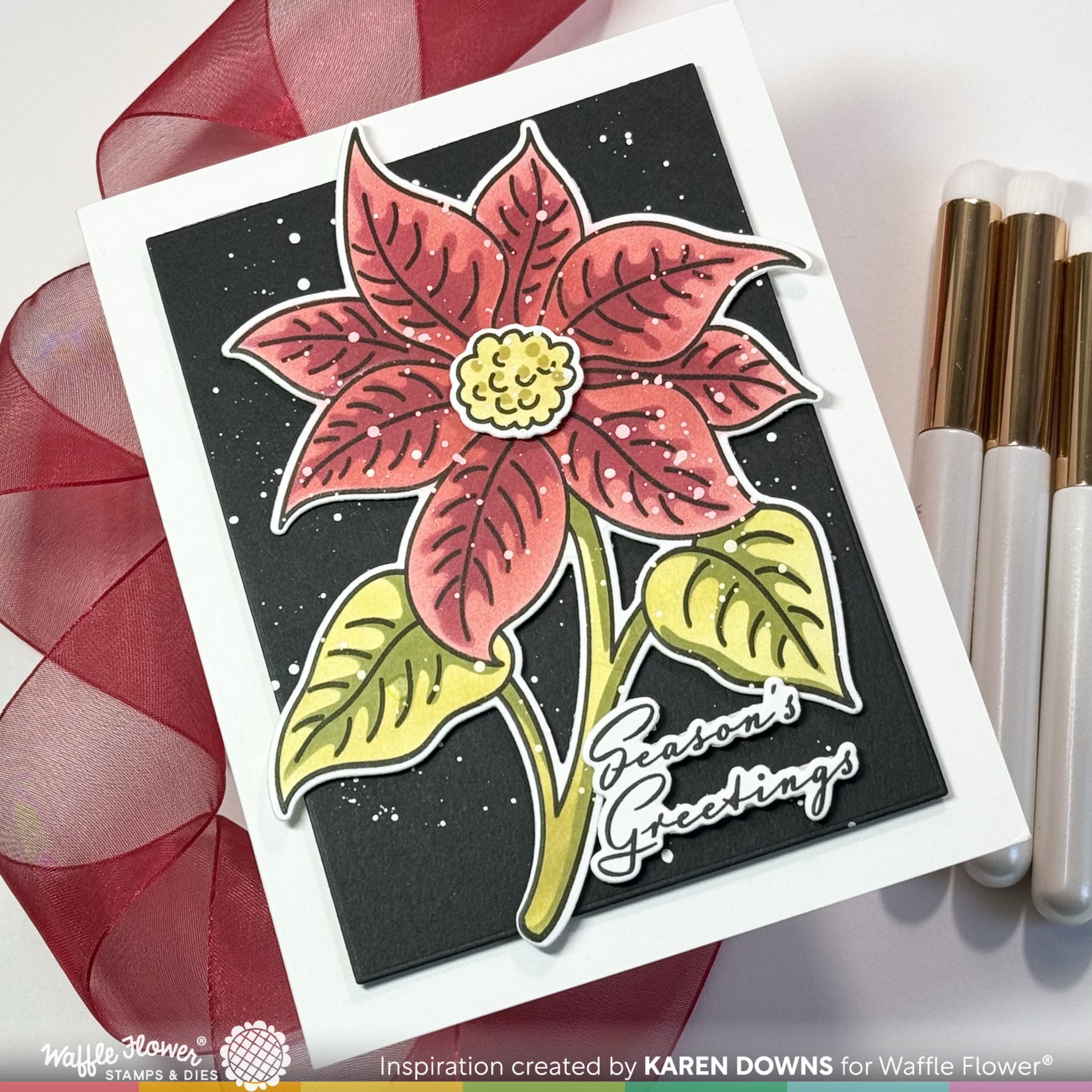 Waffle Flower Die Sketched Poinsettia