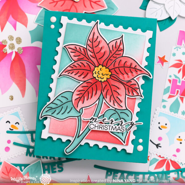 Waffle Flower Stamp Sketched Poinsettia