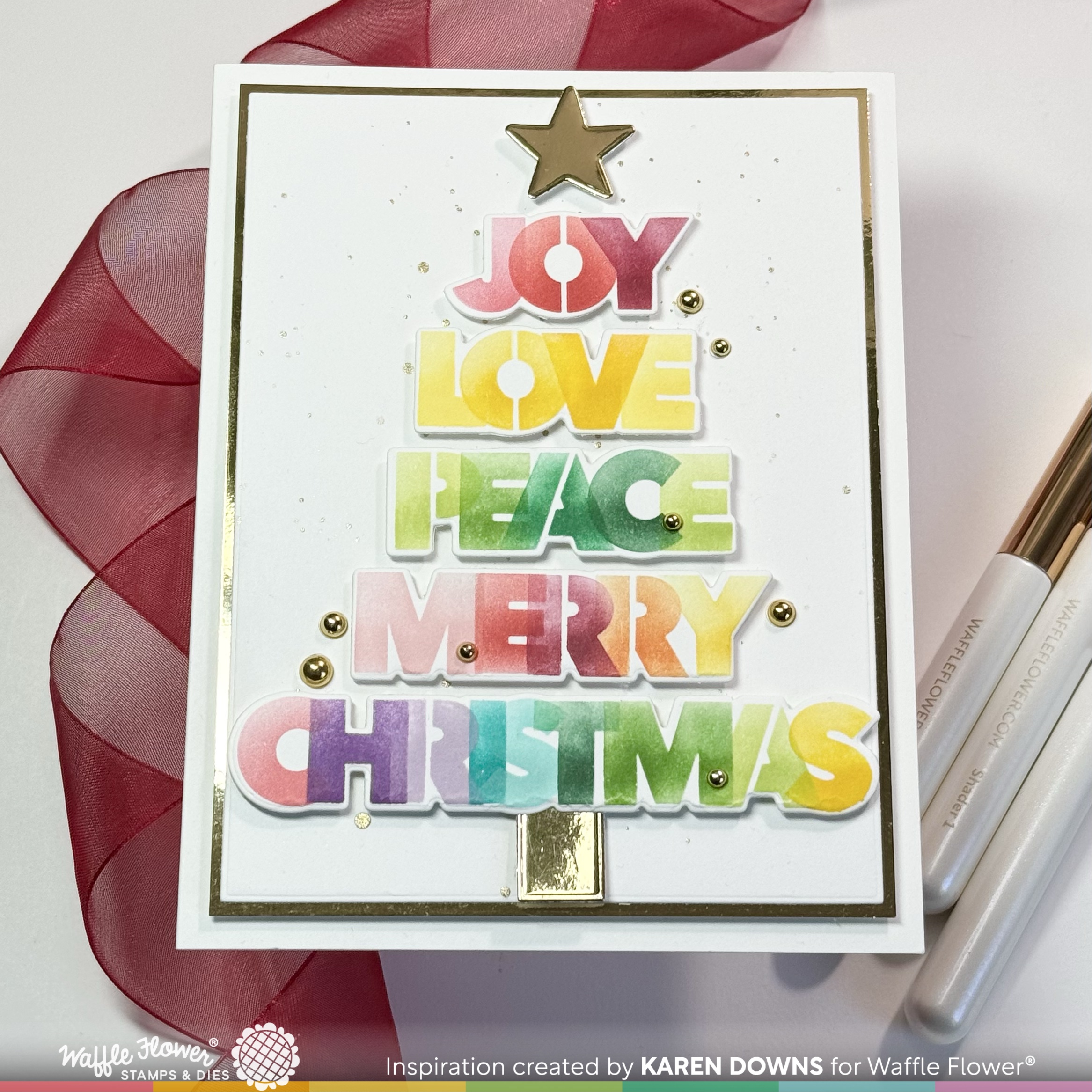 Waffle Flower Stencil Trio Overlapping Christmas Words