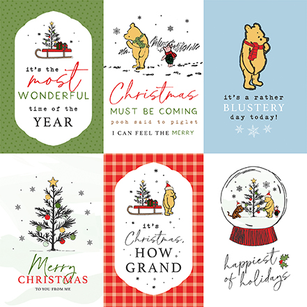 Echo Park Winnie the Pooh Christmasmas 12X12 4X6 Journaling Cards