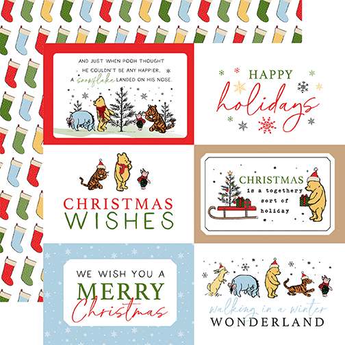 Echo Park Winnie the Pooh Christmasmas 12X12 6X4 Journaling Cards