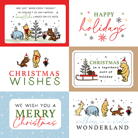 Echo Park Winnie the Pooh Christmasmas 12X12 6X4 Journaling Cards