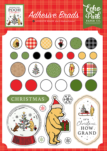 Echo Park Winnie the Pooh Christmasmas Adhesive Brads