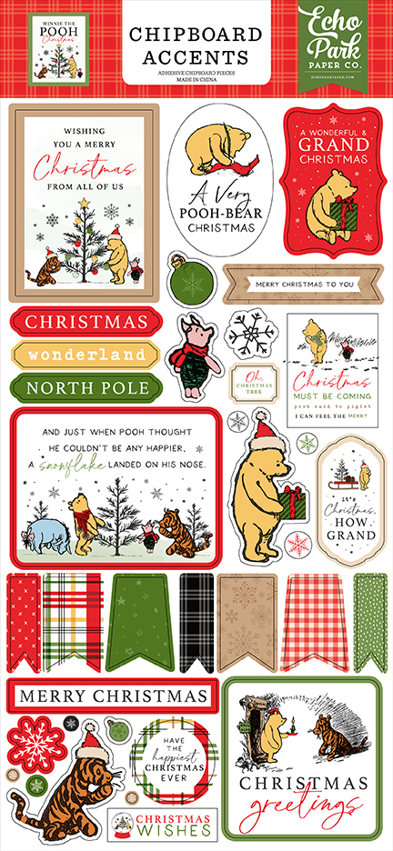 Echo Park Winnie the Pooh Christmasmas 6X13 Chipboard Accents