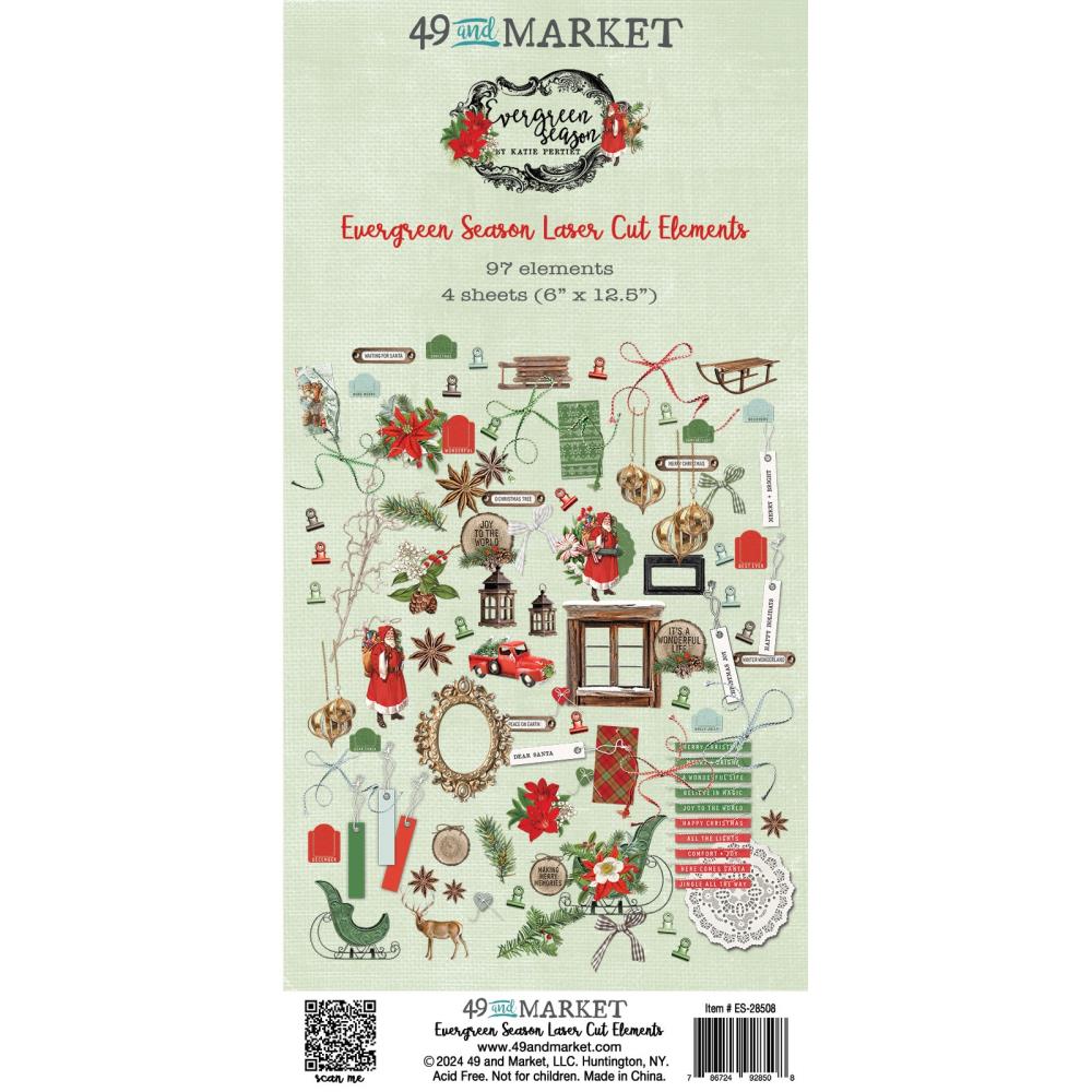 49 & MARKET EPHEMERA EVERGREEN SEASON LASER CUT ELEMENTS