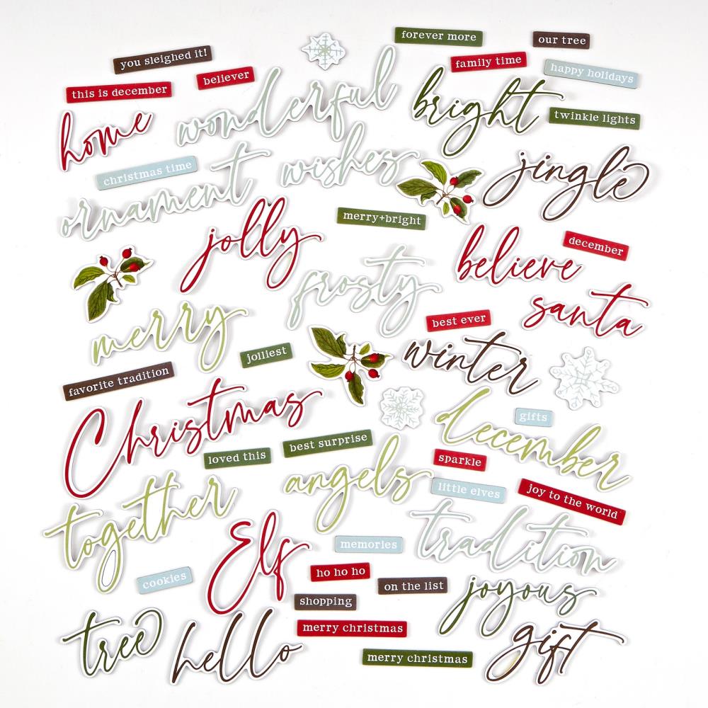 49 & Market Ephemera Evergreen Season ChIPBOARD WORDS