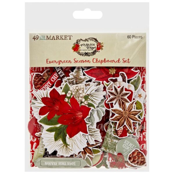 49 & MARKET EPHEMERA EVERGREEN SEASON CHIPBOARD SET