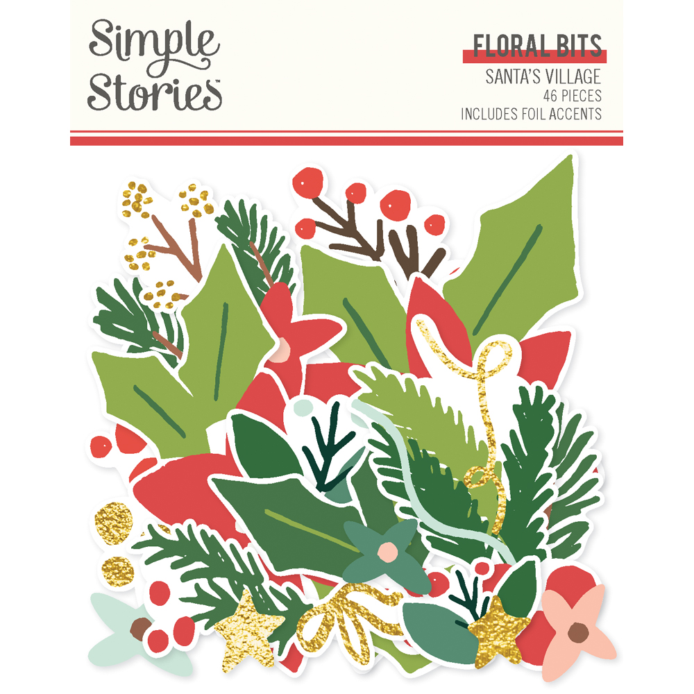 Simple Stories Santa's Village Floral Bits & Pieces