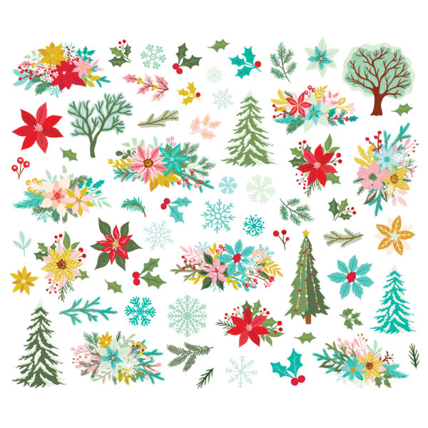 Simple Stories Snow Pine Lodge Floral Bits & Pieces