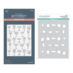 Spellbinders Layered Classy Glasses Press Plate & Stencil Bundle From the Happy Hour Collection