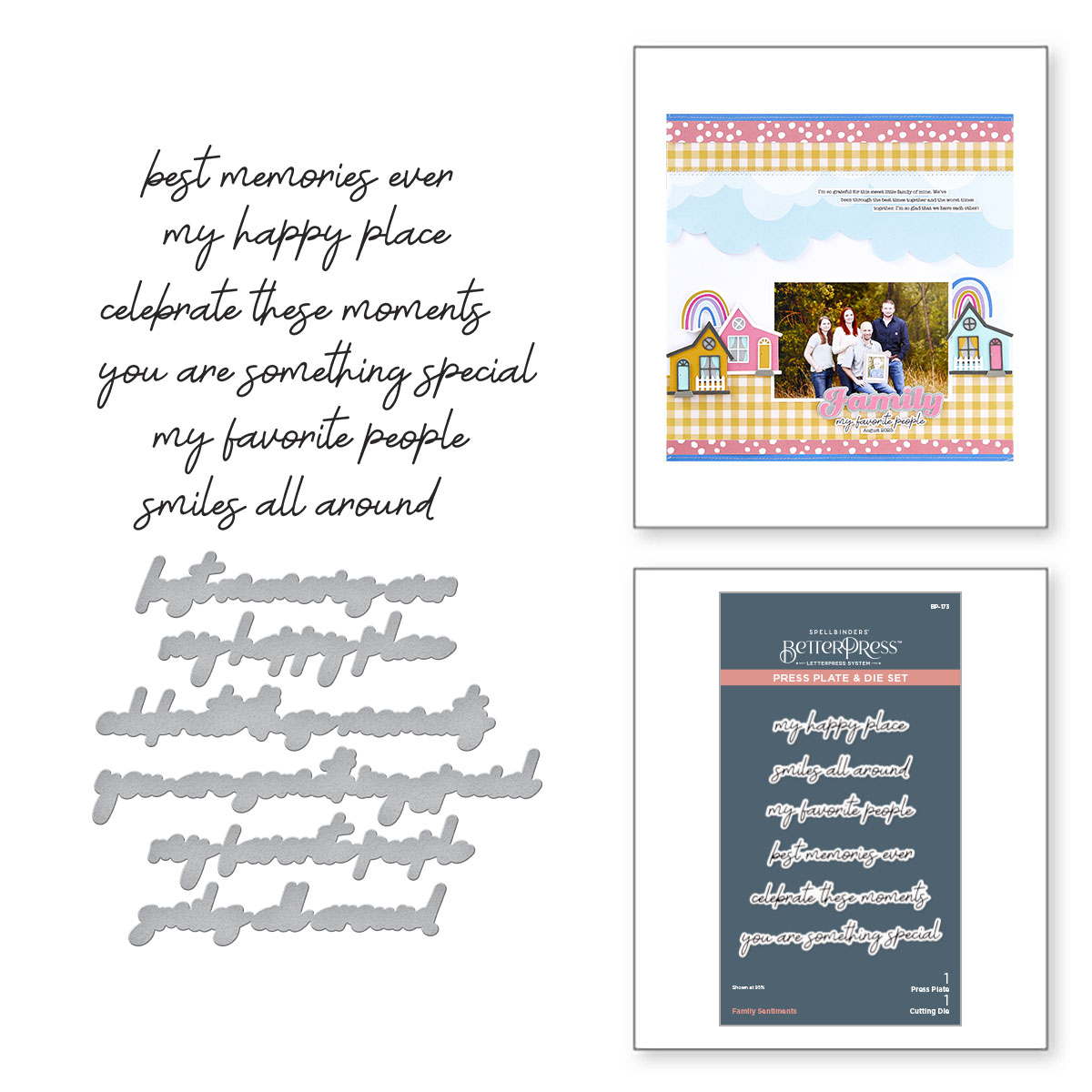 Spellbinders Family Sentiments Press Plate & Die Set From the Storytelling By Spellbinders Collection