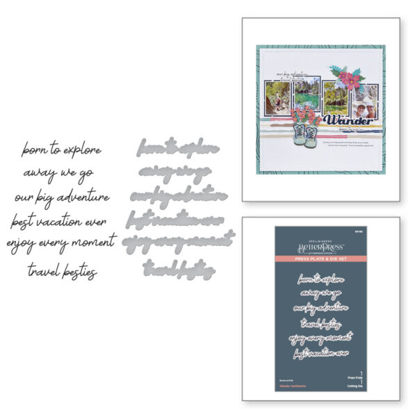 Spellbinders Wander Sentiments Press Plate & Die Set From the Storytelling By Spellbinders Collection