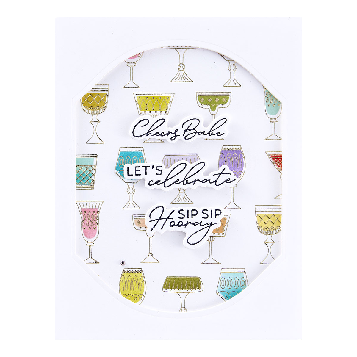 Spellbinders Cheers Sentiments Press Plate & Die Set From the Happy Hour Collection