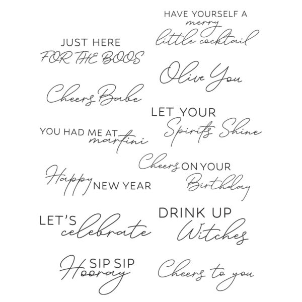 Spellbinders Cheers Sentiments Press Plate & Die Set From the Happy Hour Collection