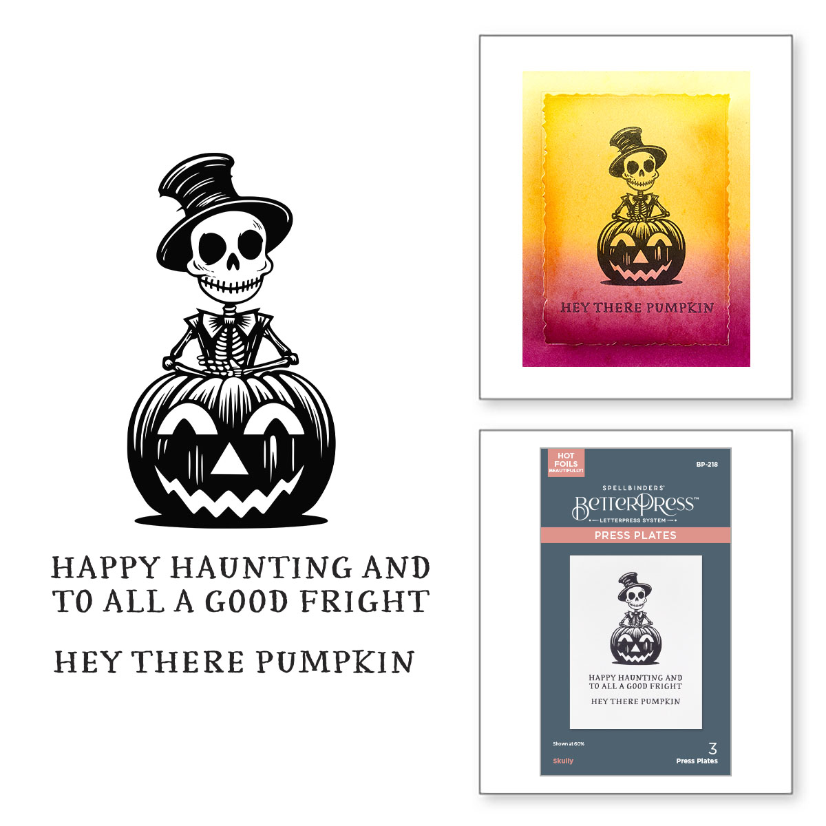 Spellbinders Skully Press Plates From the Happy Haunting Collection