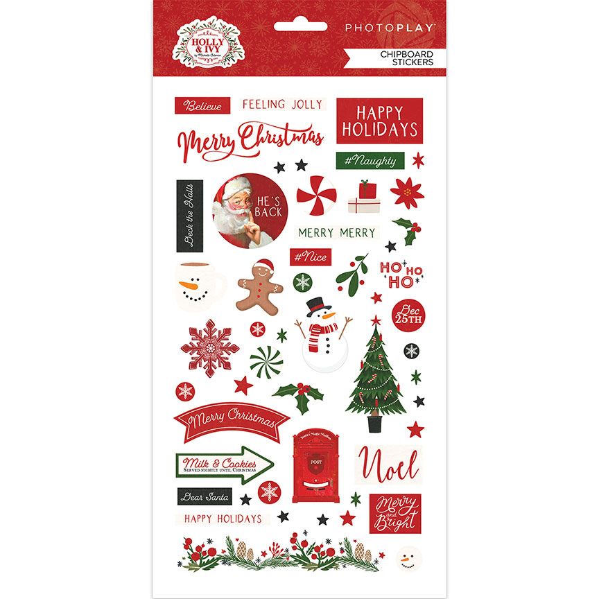 Photo Play Holly and Ivy Chipboard Stickers 6″x12.5″