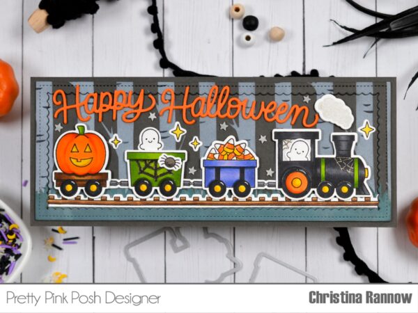 Pretty Pink Posh Stamp Halloween Train