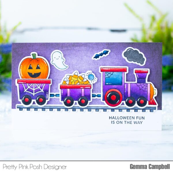 Pretty Pink Posh Stamp Halloween Train