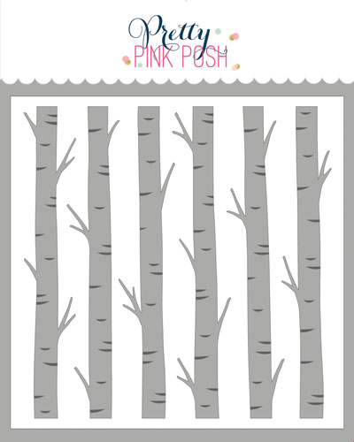 Pretty Pink Posh Stencil Layered Birch Trees