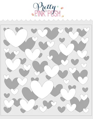 Pretty Pink Posh Stencil Layered Hearts